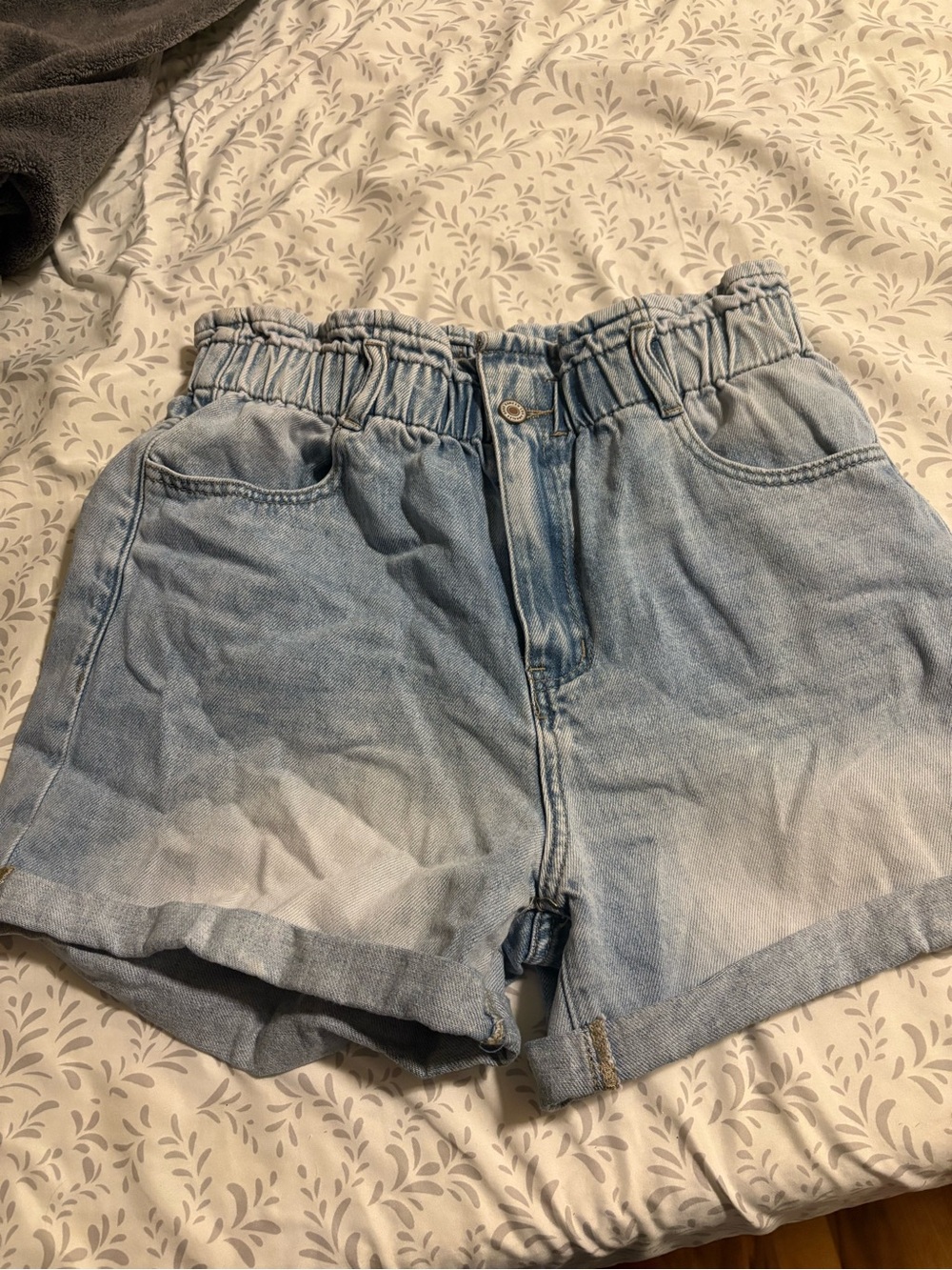 KanCan Light Blue Paperbag Waist Denim Shorts